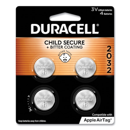 Duracell Duracell Coin Cell Lithium 3V Battery - DL2032 - For Multipurpose - 220 mAh - 3 V DC - 4 / Each, PK4 DL2032B4PK